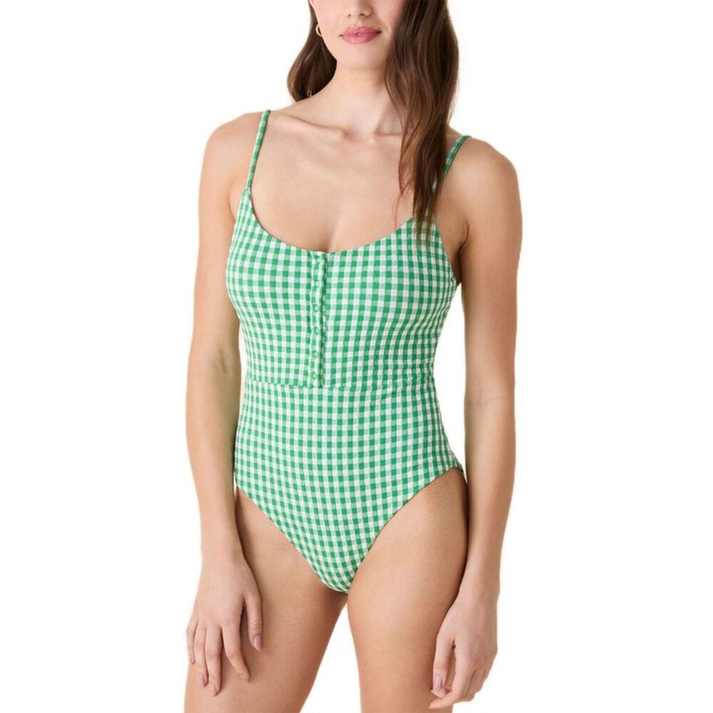 Andie Womens The Snap Gingham One-Piece Swimsuit X-Small Green - NWT $142